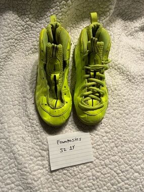 Nike Kids Neon Yellow Foamposite High-Top Sneakers